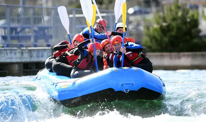 Family rafting at Cardiff International White Water